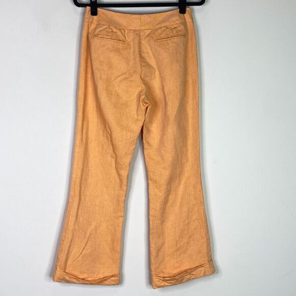 Etcetera Orange Linen Cotton Bootcut Pant Women's Size 8 - Picture 2 of 8